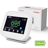Medidor de CO2 Curconsa CO2 con temperatura ambiente, humedad y reloj, batería de litio recargable de 1800 mAh, pantalla TFT a color de 3,5 pulgadas con táctil capacitivo.