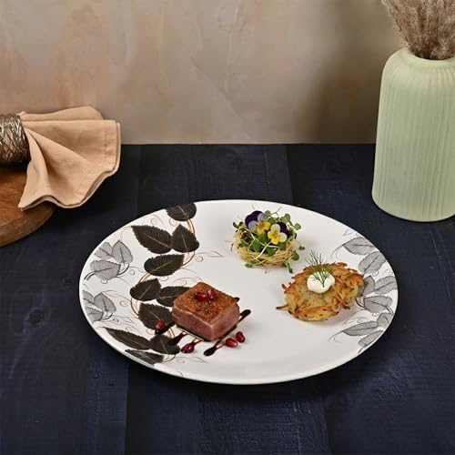 Image of Golden Fish Melamine 24 Pieces Dinner Set - Durable, Stylish, BPA-Free Tableware, Crockery Set for Dining & Gifting | Plates & Bowls (Floral-2)