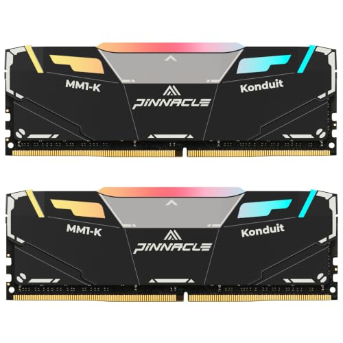 Image of Timetec Pinnacle Konduit RGB 32GB KIT(2x16GB) DDR4 3200MHz PC4-25600 CL16-18-18-38 XMP2.0 Overclocking 1.35V Dual Rank Compatible for AMD and Intel Desktop Gaming PC Memory Module - Black