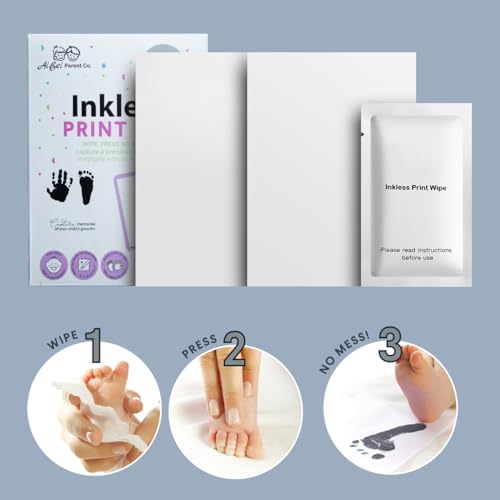 Image of Premium Inkless Plain A5 Cards Kit with Baby Hand & Footprint Keepsake Set |2 Elegant A5 Size Keepsake Cards & 1 Inkless Towelettes | Non-Toxic & Safe Memory Kit for Newborn Babies - Black