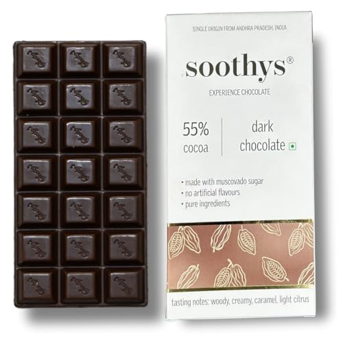 Image of Soothys 55% Dark Craft Chocolate Classic Bar | 88gms | Handcrafted with Single-Origin Cocoa | Gift for Her /Him | No Artificial Flavours