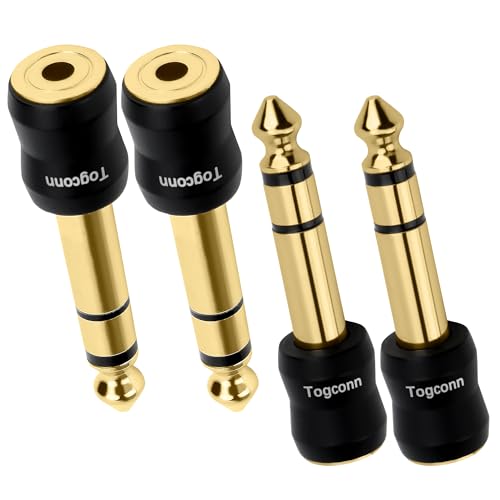 Image of 1 /4 Inch to 1 /8 Inch Adapter 4 Pack, 6.35mm Quarter Inch TRS Stereo Male to 3.5mm Female Jack Plug Gold-Plated Pure Copper Audio Converter Connector Premium Quality Series