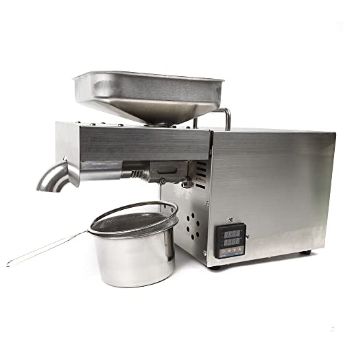 610W Electric Oil Press Machine with Single Oil Outlets, Commercial Oil Press Stainless Steel Automatic Oil Press Machine,Oil Maker Machine Oil Press Extractor Machine for Home Kitchen Restaurant