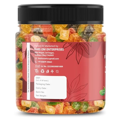 Image of FreshoCartz Mix Fruit Jelly Bites 800gm Jar - Sugar Coated Jelly Candy | Assorted Fruit Flavour Juicy Jellies | Soft & Chewy Colorful Candies | Party Treats & Kids Favourites | Pack of 1