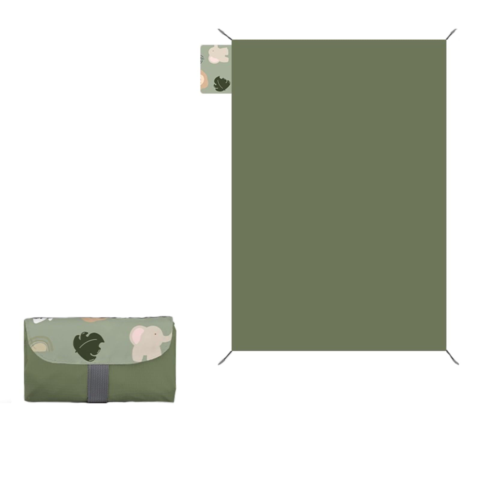 YongXinMY Pocket Picnic Blanket - Waterproof Foldable Outdoor Mat, Compact Sandproof Portable Lightweight Picnic Ground Cover for Indoorf, Beach, Camping, Travel, Grass, Park (Dark Green,150x210cm)