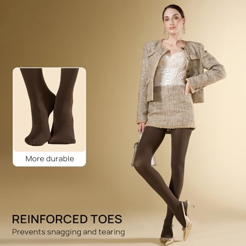 Image of MANZI Microfibre Tights for Women, Semi Opaque Solid Colored Footed Pantyhose 70 Denier