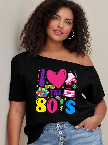 80s Shirts for Women Retro Off The Shoulder Top Disco 80s 90s Theme Party Outfit2