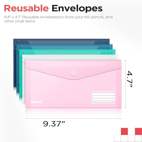 Sooez Envelopes reutilizáveis, bolsa de lápis pequena, estojo transparente, sacos de lápis a granel,