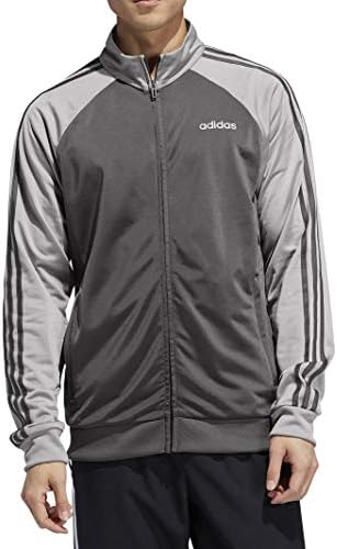 adidas Essentials Men's 3-Stripes Track Jacket, Grey/Medium Grey Heather/Grey, Small