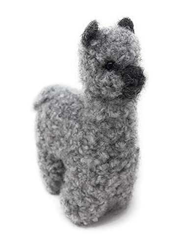 Inca Fashions - Felted Lifelike Alpaca Figure & Ornament, Handmade from 100% Alpaca Wool Yarn (Grey-Charcoal)…