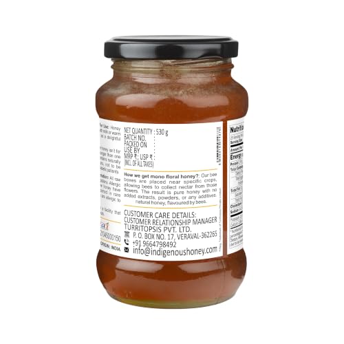 Image of INDIGENOUS HONEY Raw Organic Sesame Til Honey 17.64 oz Glass Jar