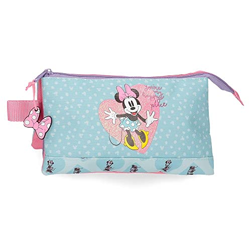 Disney Minnie My Happy Place Estuche Triple Azul 22x12x5 cms Poliéster