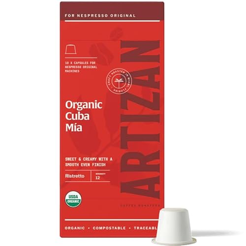 Artizan Coffee USDA Organic Espresso Coffee Capsules for Nespresso Original | Cuba Mia | 10 Compatible Compostable Pods