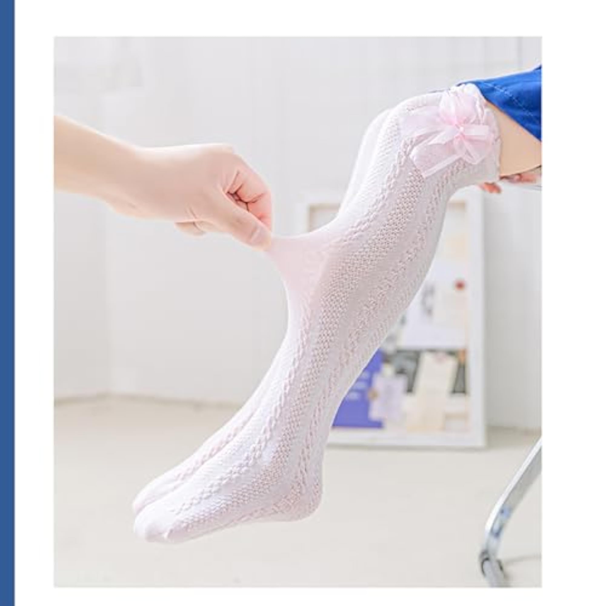 Knee High Bow Design Socks for Kids, Cotton