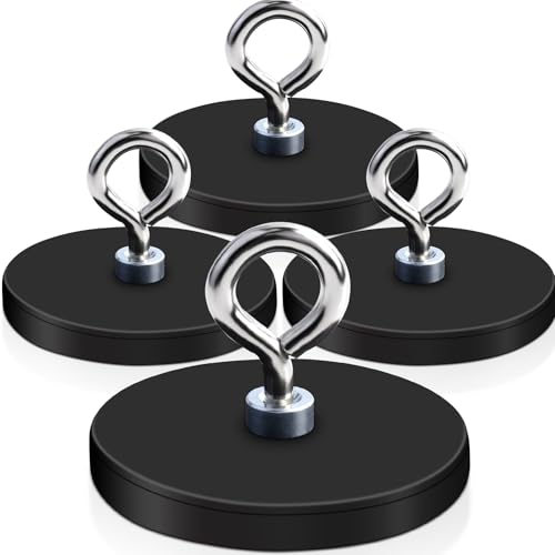 Neodym Magnete Gummiert mit M6 Aufhängering,43MM Magneten Schraubbar Seltenerdmagnet Magnete mit Loch Gummiert Magnete Außengewinde,Neodym-Magnete Starke Magnethaken für Lichtleisten Fahrzeuge Lampen