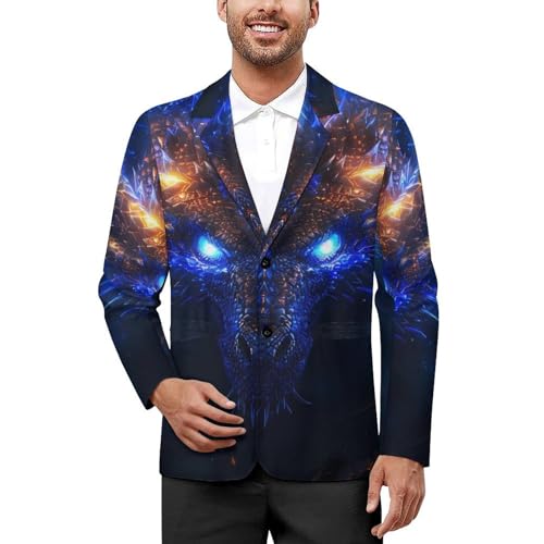 Dragon Men's Suits Dress Business Formal Suit Print Jackets Coat For Wedding Party