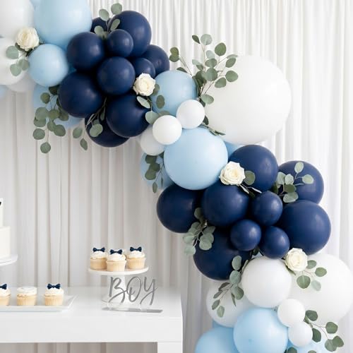 Image of 114pcs Navy Blue Balloons, 18 12 10 5 inch Nile Blue Balloons Garland Arch kit, Different Sizes Navy Balloon for Graduation Wedding Baby Shower Birthday Party Decorations