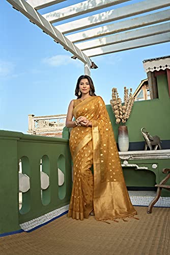 Image of Vardha Women's Art Silk,Silk Saree with Banarasi Weave and Unstitched Matching Blouse Piece | Sari for Women
