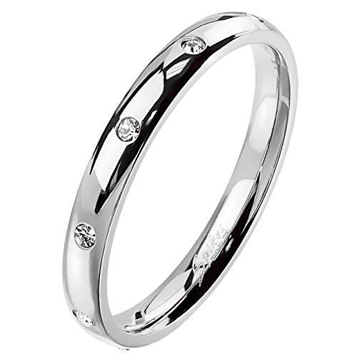 Fantasy Forge Jewelry Eternity Anniversary Ring Womens Stainless Steel Cubic Zirconia Wedding Band Sizes 5-10