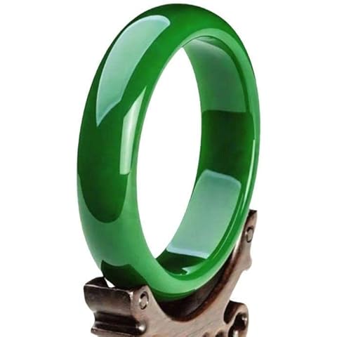 LRESJJIUJ Retro Chinese Style Natural Green Jade Bangle for Women Men Chinese Natural Good Luck Emeral Jewelry Jadeit Bangle Cover