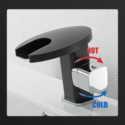Mitigeur eau chaude eau froide cascade LED pour vasque design noir - 4