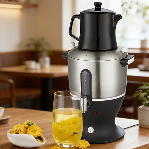 Hervidor Eléctrico Samovar, Hervidor De Té Turco De 6 Litros, Hervidor Doble De Acero Inoxidable, Con Función Para Mantener El Calor, Protección Contra El Hervido En Seco, Para Café, Té Turco Y Té Aro
