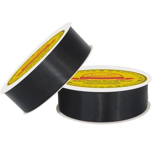 Image of 100 Yards Black Satin Ribbon Polyester Ribbon for Gift Wrapping Very Suitable for Weddings Party Hair Bow Invitation Decorations and More(1-1 /2 inch X 50Yards X 2 Roll)