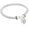 NINE-WEST-Womens-Crystal-Pave-Heart-Stretch-Bracelet NINE WEST Women's Silvertone Crystal Pave Heart Stretch Bracelet