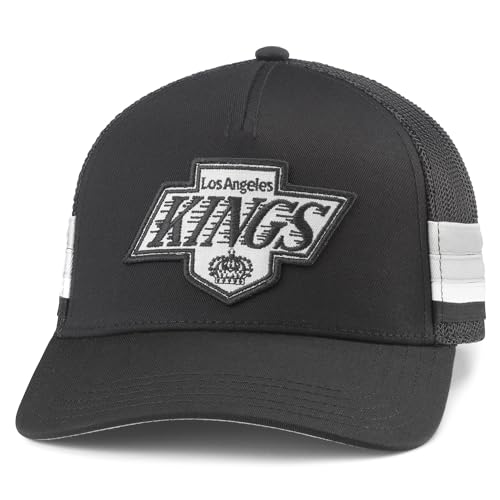 AMERICAN NEEDLE Los Angeles LA Kings Officially Licensed NHL Hotfoot Adjustable Snapback Baseball Hat Black (23018A-LAK-BLK)