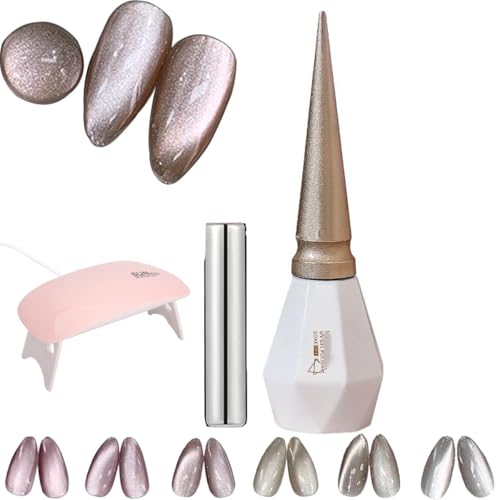 Rolita Gel Polish, Rolita Nail Polish, Fine Cat Eye Gel Nail Polish, Nude Ice-Clear Jade Gel with Magnet & Baking Lamp, 15ML (Y-24, Normal)