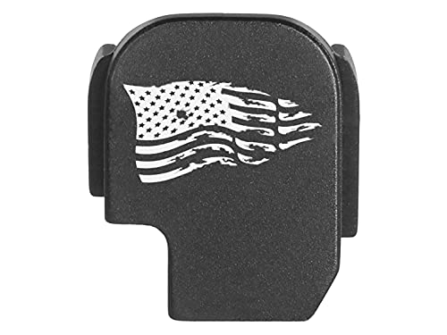 NDZ Performance Rear Slide Cover Back Plate for SIG Sauer P365/P365X/P365 XL/P365 SAS 9MM Laser Engraved Hardcoat Anodized Aluminum in Black - US Flag Wave 1