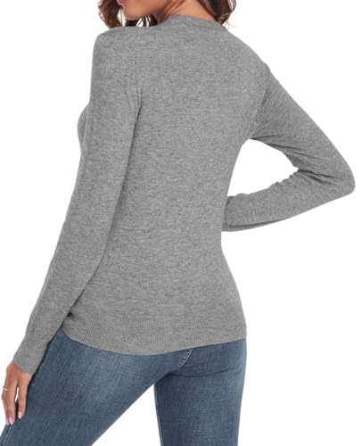 QUALFORT Women's Sweaters Long Sleeve Soft Lightweight Basic Knitted Pullover Sweater2