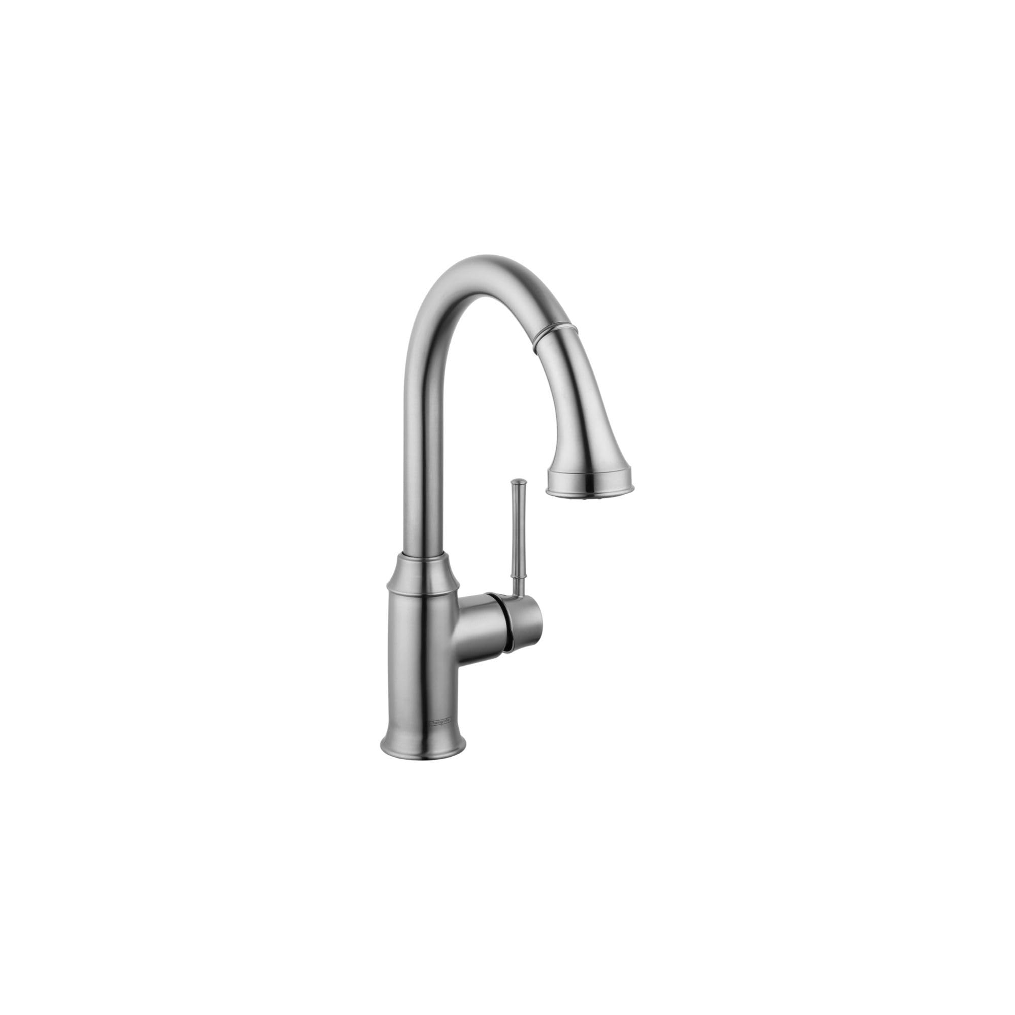 Talis C Stainless Steel High Arc Kitchen Faucet, Kitchen Faucets with Pull Down Sprayer, Faucet for Kitchen Sink, Magnetic Docking Spray Head, Stainless Steel Optic 04215800