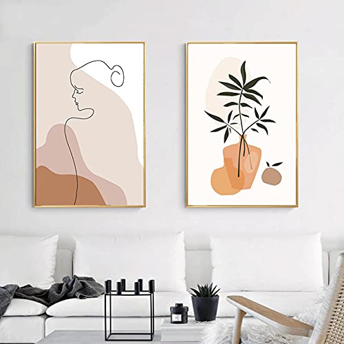 Botanique Salon Décor en toile imprimée haut de gamme style line art élégant et raffiné