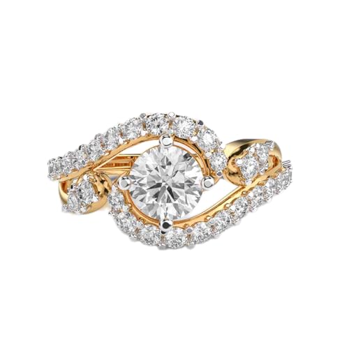 Bague argent 925 moissanite ronde Eternal Link plaqué or bijou luxe femme fait main LKJR_0474