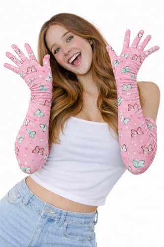 Image of Women's Driving Gloves, Printed Cotton Full Hand Summer Gloves for Protection from Sun Burn /Heat /Pollution (Pack of 1 Pair)