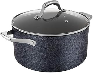 Tower Trustone Induction Casserole Dish with Lid, Non Stick Ceramic Coating, Easy to Clean, Dishwasher Safe, Violet Black, 24 cm