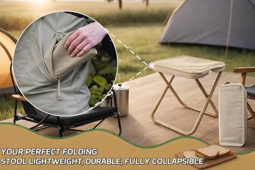 Image of Folding Stool Portable Mini Outdoor Camping Chair | Lightweight Foldable Hunting & Fishing Seat with Zipper Carry Bag | Compact Travel Stool for Picnic Trekking Garden & Outdoor Activity (MultiColor)