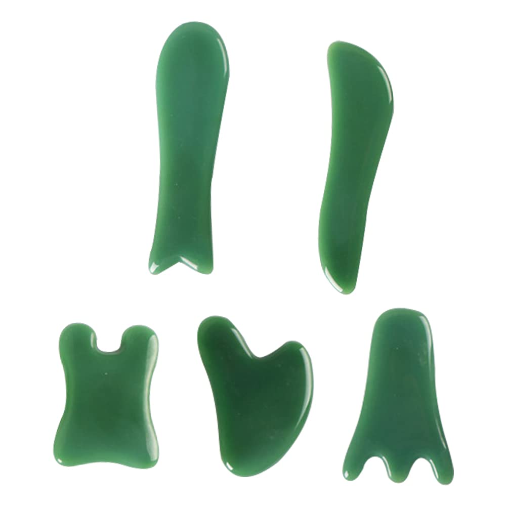 KKTICK Scraping Massage Tool, 5 Pieces Gua Sha Massage Tool Gua Sha Stone Gua Sha Scraper Massage Face Massager Set for SPA/Anti-Ageing/Swelling in the Face/Skin Detoxification