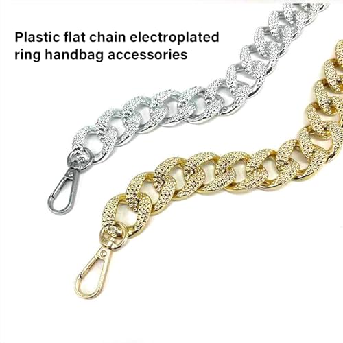 Detachable Flat Chain Strap Handle with Buckle for Handbag and Shoulder Bag Clutches Purse Replacement Accessory, Gold, 38x2.2cm2
