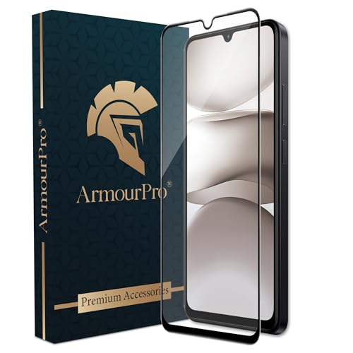 Image of ArmourPro Tempered Glass for Redmi 15C - 9H Screen Protector with Black Border, Anti Scratch, Edge-to-Edge Coverage, HD Clarity, Smooth Touch, Case Friendly | Black