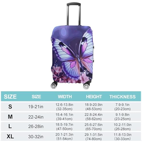 Purple Butterfly Travel Luggage Cover Elastic Washable Suitcase Cover Dustproof Anti-Scratch Suitcase Protector Fits 19-32 Inch Luggage, L2