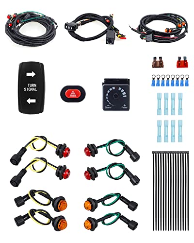 Image of NTHREEAUTO UTV Turn Signal Kit with Pre-Wired, Plug and Play UTV ATV Blinker with Rocker Switch, Hazard Light, Universal Street Legal Kit Compatible with Polaris, Ranger, Kawasaki, Can-Am, Yamaha