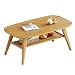 TAUODUYY Mesa Auxiliar del sofá, Estante de Madera Maciza de Doble Capa de Estilo japonés, Mesa de té de Sala de Estar pequeña, Mesa Baja de Estilo japonés (Color : A, Size : 100X60X60CM)