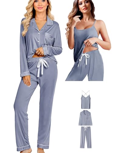 3Pcs Knit Pajamas Set For Women XS-4XL Womens Soft Pajama Sets Sexy Cami Pj Sets Sleepwear Loungewear Nightwear