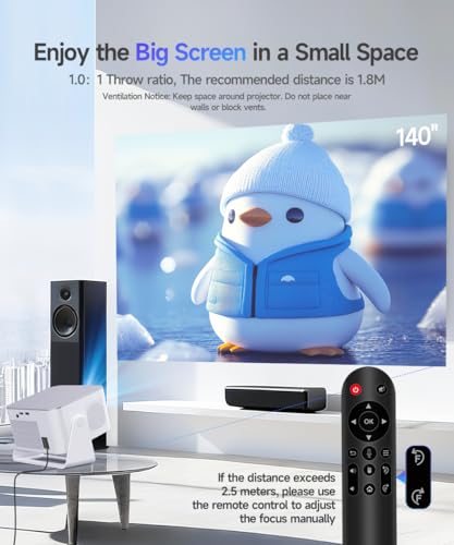 Image of Smart Projector with 4K 8K Support, Android 14 Mini Projector with WiFi6 and Bluetooth5.4, 600 ANSI, Auto Focus & Obstacle Avoidance, 1080P Portable Movie Projector for Home Outdoor, Alwtniet HY350Max