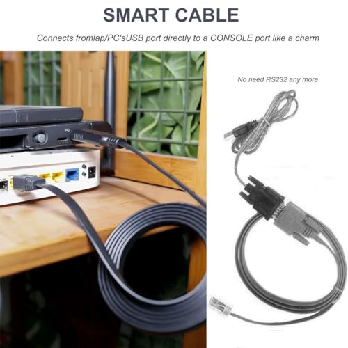 Image of MICROWARE USB Console Cable 1.5 Meter USB to RJ45 Serial Adapter Compatible with Router /Switch of Cisco BLACK