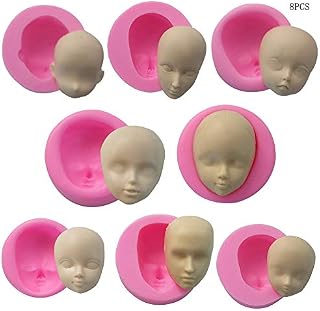 WYD 8pcs Baby Face Silicone Molds Baking Tools Handmade Polymer Clay Molds Sugarcraft