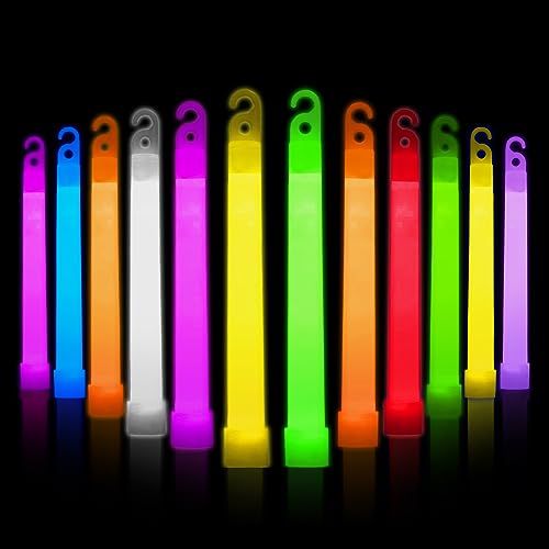 Ainiv 25pzs Barras Luminosas de Color 15cm Con Gancho y Agujero - Palos Fluorescentes para Navidad, Camping, Festivales Música, Fiestas Carnaval