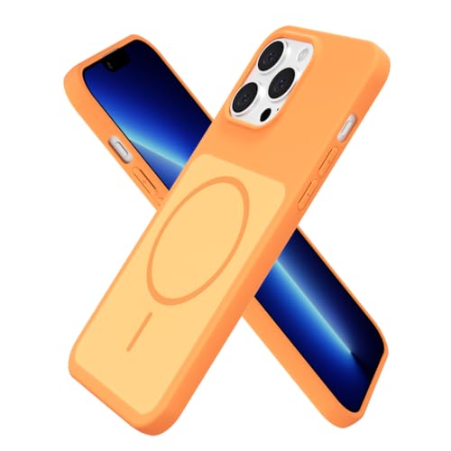 Coque silicone liquide iPhone 13 Pro Max orange antichoc mince